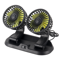 Ventilateur de voiture double tête 12V 24V, 2 vitesses, rotation à 360°, avec prise allume-cigare pour l'été
