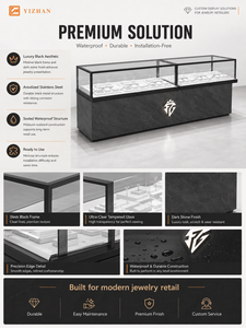 <strong>Black</strong> Luxury Custom LED Lit Waterproof Eco-Friendly Jewelry <strong>Display</strong> Counter Wall <strong>Cabinet</strong> with Glass Back for Retail Stores - Product Image 2
