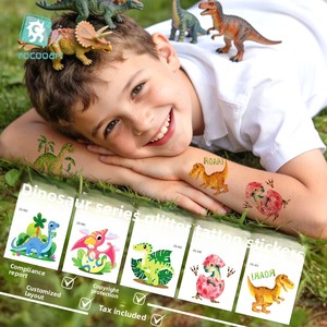 Autocollants de tatouage temporaire à transfert d'eau à paillettes motif dessin animé pour enfants, mignons petits dinosaures, <span class=keywords><strong>film</strong></span> d'eau pour tatouage transfrontalier - Product Image 2