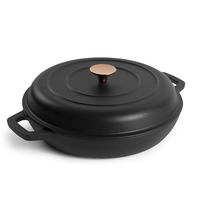 Bright Houseware – Batterie de cuisine en fonte émaillée personnalisable, couleur au choix, casseroles peu profondes de 30 cm avec couvercle, style moderne et luxueux, vente en gros