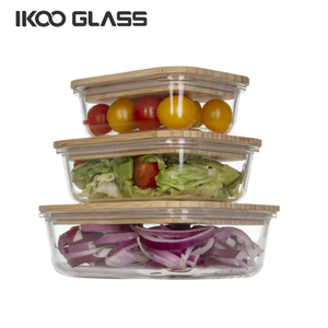 Bát đồ ăn loại và rõ ràng Kính Hộp Ăn Trưa thực phẩm lưu trữ container Crisper hộp với nắp tre phẳng - Product Image 1