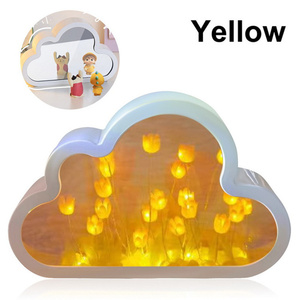 Handmade Simulation Flower Cloud <strong>Tulip</strong> Mirror Light DIY LED <strong>Table</strong> Lights Romantic Bedside <strong>Tulips</strong> Lamp for Bedroom Decoration - Product Image 5