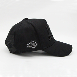 Casquette de baseball 5 panneaux de haute qualité, brodée en 3D, en coton, doublée satin, motif flamme, Problematic and Dangerous Problematic Records - Product Image 6