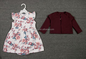 <span class=keywords><strong>Baby</strong></span> <span class=keywords><strong>Girl</strong></span> Dress Set Hot Sale Knielanges Säuglings kleid mit gesticktem Blumenblumen-Print-Design - Product Image 6