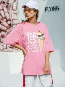 Maglietta estiva Casual O collo a tracolla a maniche corte con stampa gelato con grafica oversize da <span class=keywords><strong>donna</strong></span> - Product Image 6