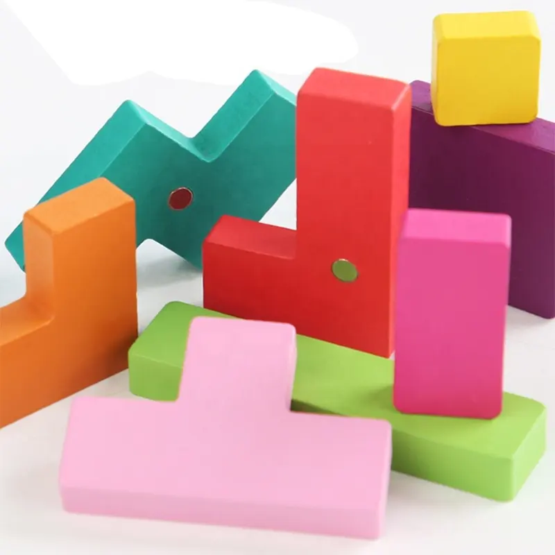 High quality multi-functional wooden magnetic blocks hand - eye cooperation color educational toy