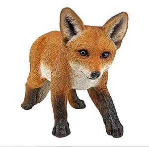Escultura de <span class=keywords><strong>Animal</strong></span> de poliresina de césped para patio exterior, adorno de decoración, carmín de bebé, estatua de zorro rojo, acabado a todo Color - Product Image 1
