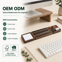 Plateau de rangement pour stylos en noyer détachable, logo personnalisé, couleur OEM ODM, organisateur de stylos multifonction en noyer