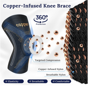 Genouillère professionnelle avec stabilisateurs latéraux et supports en cuivre pour l'arthrite - Product Image 1