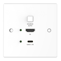 Plaque murale d'extension HDBaseT 2x1 18 Gbit/s avec entrées USB-C/HDMI, prend en charge le PoC bidirectionnel et l'IR bidirectionnel, RS-232
