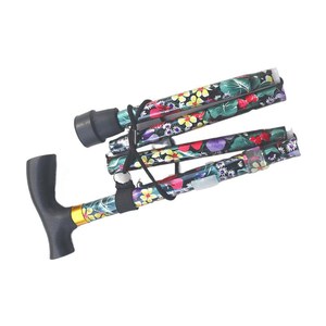 Bâton de marche pliable Cleye en alliage d'aluminium télescopique antidérapant imprimé, bâton de randonnée multifonctionnel pour personnes âgées - Product Image 1