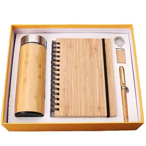 Coffret cadeau de luxe avec gravure laser design de logo personnalisé porte-clés stylo Woood