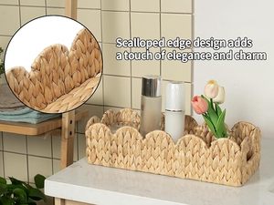 Cesto de Rattan de Jacinto d'Água para Banheiro, Bandeja Vazia de Vime para Lavatório e Tanque de Banheiro, Design Moderno - Product Image 6