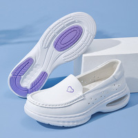 Chaussures d'infirmière en cuir de vachette blanc de qualité supérieure, légères, avec coussin d'air, absorption des chocs, faciles à enfiler, pour les professionnels de la santé en milieu hospitalier