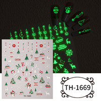 Nouveaux autocollants pour ongles de Noël 2026, autocollants 3D flocons de neige phosphorescents, autocollants ultra-fins sans couture Père Noël rouge, vente en gros