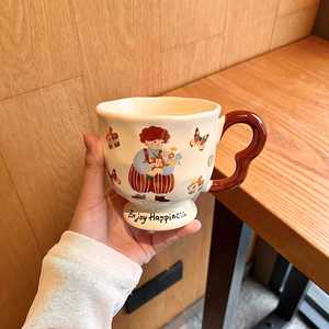 Mug en céramique avec couvercle et cuillère, tasse à pied au design de dessin animé pour café, petit-déjeuner, usage domestique, tasse individuelle - Product Image 5