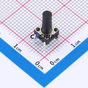 TSA06131-120B332BA Tactile Switch Through hole-4P,6.1x6.1mm Switch Single Pole Single Throw Round Button 1.8N 6.1mm - Product Image 1