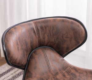 Weathered Upholstery Airlift Adjustable Swivel Barstool with Chrome Base, Set of 2, Brown - Product Image 4