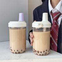 Bouteille d'eau potable en plastique perlé, design résistant à la chaleur, portable, look élégant, 500 ml/850 ml, anti-fuite, en plastique