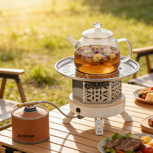 STARCAMP 2800W Cuisinière de camping portable pliable en acier inoxydable à gaz, grande puissance, coupe-vent, allumage manuel, <span class=keywords><strong>butane</strong></span>/propane - Product Image 1