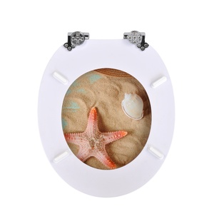 Abattant de toilettes en MDF imprimé sur mesure, à fermeture douce, avec charnières en alliage de zinc, design marbre, pour salle de bain - Product Image 6