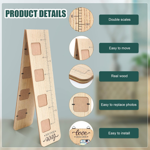 Medidor <span class=keywords><strong>de</strong></span> madera plegable Boho para colgar en la pared, medidor <span class=keywords><strong>de</strong></span> altura, <span class=keywords><strong>tabla</strong></span> <span class=keywords><strong>de</strong></span> regla <span class=keywords><strong>de</strong></span> crecimiento con marcos <span class=keywords><strong>de</strong></span> fotos para niños - Product Image 3