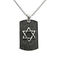 Yunnique Collier pour homme en acier inoxydable plaqué argent, chaîne à maillons avec pendentif étoile à six branches, design géométrique, style punk rétro, chien