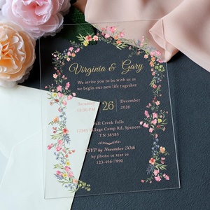 Invitations en acrylique personnalisées modernes pour <span class=keywords><strong>mariage</strong></span>, anniversaire, Quinceañera – Cartes d'invitation en verre acrylique sur mesure - Product Image 6