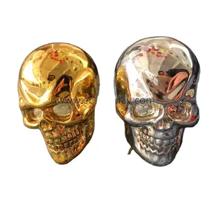 Cabezales de calavera de resina de cristal de tamaño real para accesorios de exhibición de ventana