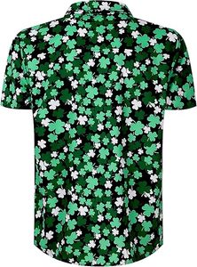 Camicia Casual da Uomo con Colletto alla Coreana e Stampa Integrale Quadrifoglio per la Festa di San Patrizio (17 <span class=keywords><strong>marzo</strong></span>) e la Giornata Nazionale Irlandese - Product Image 2