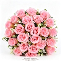 Bouquet de 18 grandes roses artificielles en soie pour la décoration de mariage