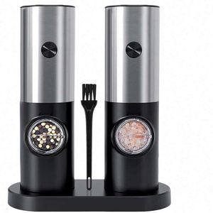 Rechargeable Stainless Steel Electric Salt and <b>Pepper</b> <b>Grinder</b> Set with Rechargeable Storage Base Mills Spice <b>Grinder</b> Set - Product Image 2