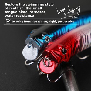 Leurre flottant Minnow ABS 135mm/21.5g, action de surface, longue portée, appât artificiel dur avec hameçons pour la pêche en mer de carpes et de bar - Product Image 4
