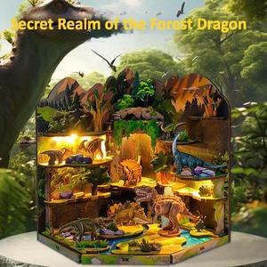 Rompecabezas 3D de Madera de Dragón del Bosque y Kit de Rincón de Lectura - Casa de Madera para Construir con Estantería y Casa de Muñecas Detallada - Product Image 1