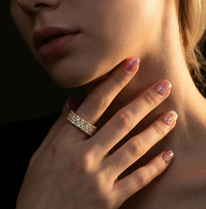 Anillo de plata de ley S925 hueco con moissanita de corte múltiple, bicolor, para boda, fiesta, regalo para mujer - Product Image 6