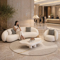 Ensemble de canapés de bureau modernes et personnalisables en tissu bouclé, pour hall d'hôtel, sièges de réception, mobilier public de luxe en tissu Teddy, OEM