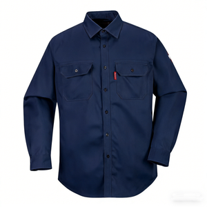 Camicia da Lavoro in Cotone FR per Operai del Settore Petrolifero, Resistente alle Fiamme, Abbigliamento da Lavoro Industriale per Saldatura, Colore Grigio - Product Image 3
