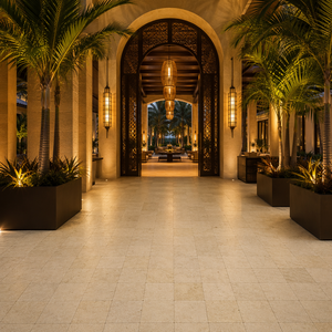 Dalles carrées en pierre calcaire beige pour allées de jardin, patios, espaces extérieurs, resorts, revêtements de sol tropicaux - Product Image 4