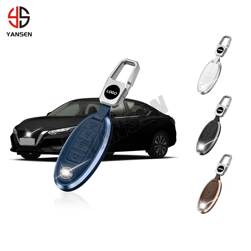 YS Véritable clé de voiture En Cuir cas pour NISSAN X-TRAIL Qashqai TIIDA SYLPHY Murano Altima