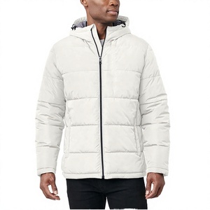<b>Men's</b> Hooded <b>Jacket</b> Winter Casual Windproof Polyester Wadding Zipper Solid Color Regular Fit - Product Image 1