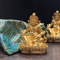 Statue de Jambhla en feuille d'or 24 carats, déité tibétaine de la richesse, décoration Feng Shui pour la maison et le bureau