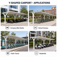 Kanopi Carport Ganda dari Aluminium Alloy, Tahan Lama, untuk Parkir Luar Ruangan, Desain Atap Lengkung Tahan Air, untuk Halaman Villa