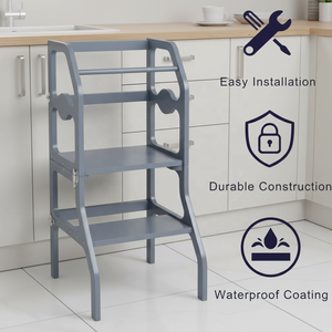 Tối giản học tập tháp Montessori Con gỗ học tập tháp có thể gập lại học tập tháp chuyển đổi thành trẻ em Bàn và ghế - Product Image 1