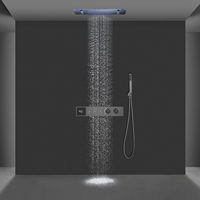 Douche thermostatique intelligente à LED pour salle de bain, ensemble de douche 3 fonctions avec jets pluie et cascade