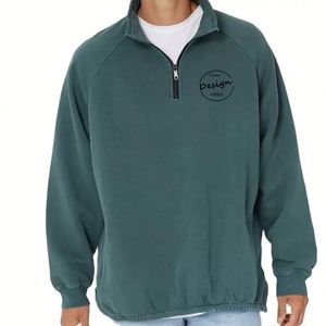 Custom Puff pastry Neck High Quality Heavyweight Pink Hoodie Organic Cotton Custom Logo Blank Oversized <b>Half</b> <b>Zip</b> <b>Sweatshirt</b> <b>Man</b> - Product Image 6