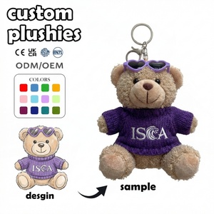 Peluches personnalisées avec logo, fabricant de jouets en peluche, porte-clés ours en peluche personnalisé, pull, lunettes de soleil, faible MOQ, OEM ODM, poupée en peluche - Product Image 1