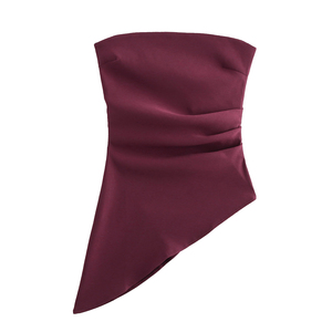 Blusa de Moda Casual sin Tirantes de Color Sólido con Diseño Asimétrico en 5 Colores para Mujer - Product Image 2