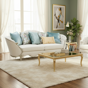 Conjunto de muebles de sala de estar de lujo <span class=keywords><strong>provincial</strong></span> francés adornado tallado de madera maciza estilo palaciego seccional Oriente Medio decoración del hogar esponja - Product Image 1