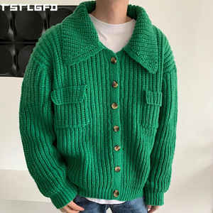 Oem Odm Shawl Collar <b>Knit</b> <b>Cardigan</b> Men <b>Black</b> <b>Chunky</b> Rib Oversized Boxy Patch Pocket Streetwear Men'S Sweaters Manufacturers Bulk - Product Image 5