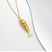 Collier pendentif poisson mobile en cuivre, luxe léger, personnalisé, motif animal